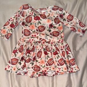Charming Kids Dress with Football and Floral Design